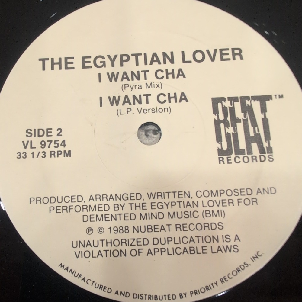 The Egyptian Lover DSL'S I Want Cha 12" Vinyl Single 1988 NuBeat VL 9754 VG - Picture 4 of 6